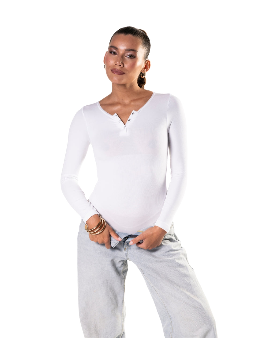 Seamless Long-Sleeve Thong Bodysuit