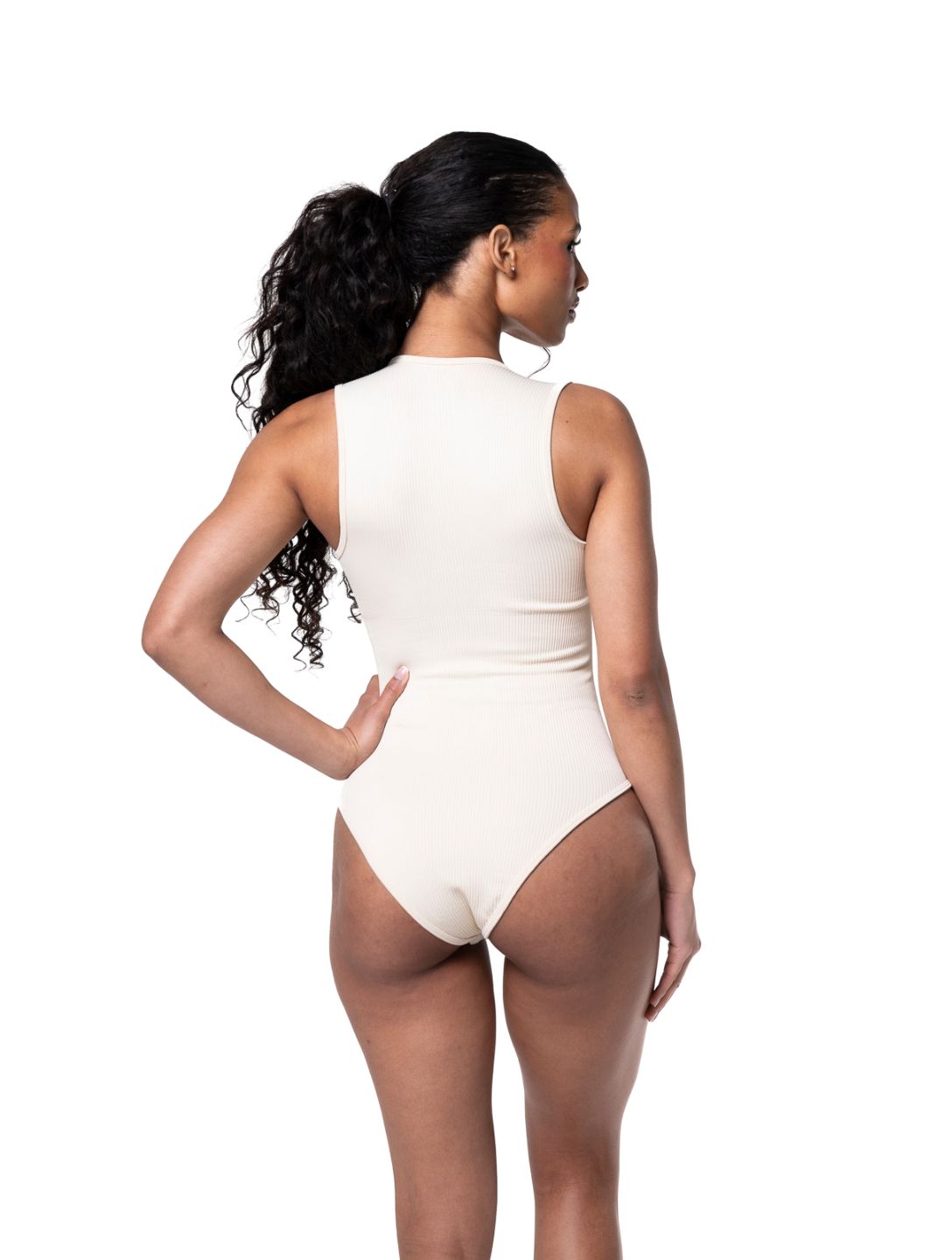 Ribbed Square-Neck Shapewear Bodysuit