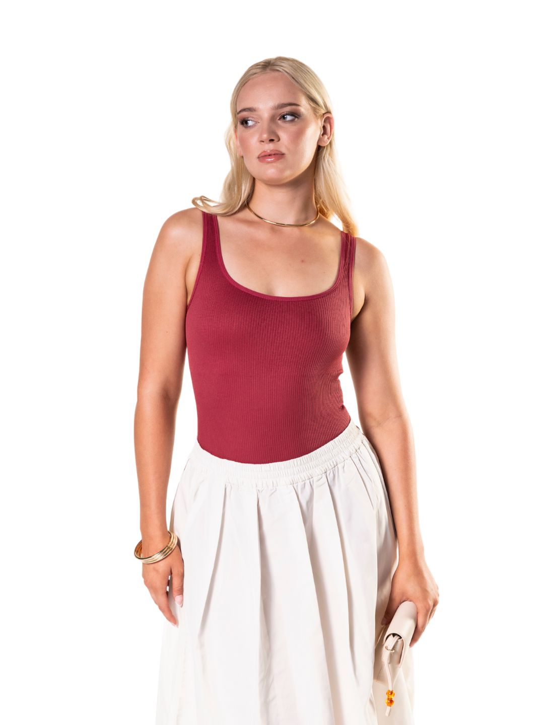Form-fitting, ribbed shapewear bodysuit