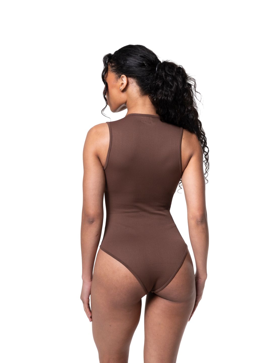 Ribbed Square-Neck Shapewear Bodysuit