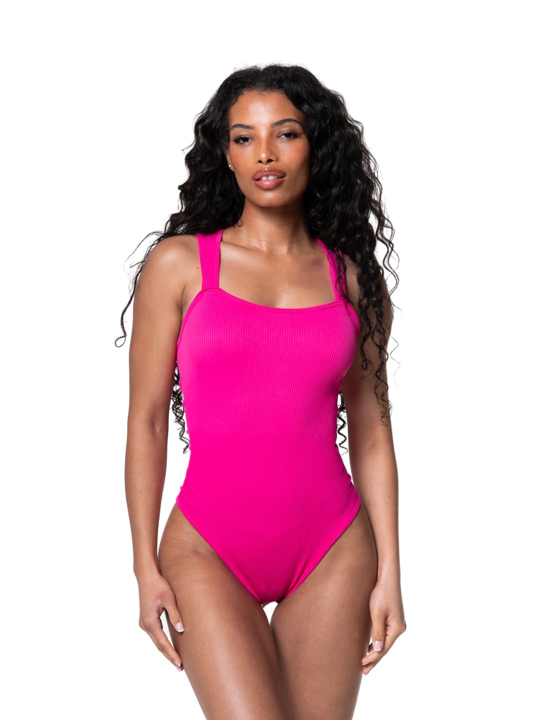 Ribbed Square-Neck Shapewear Bodysuit
