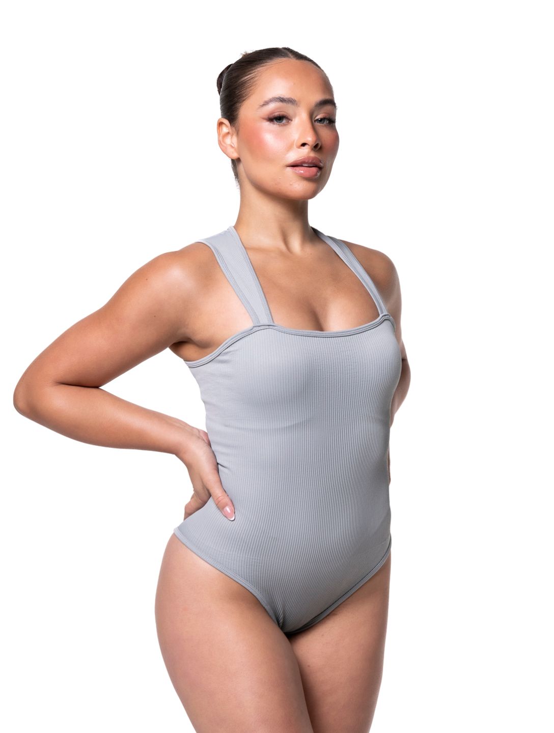 Ribbed Square-Neck Shapewear Bodysuit