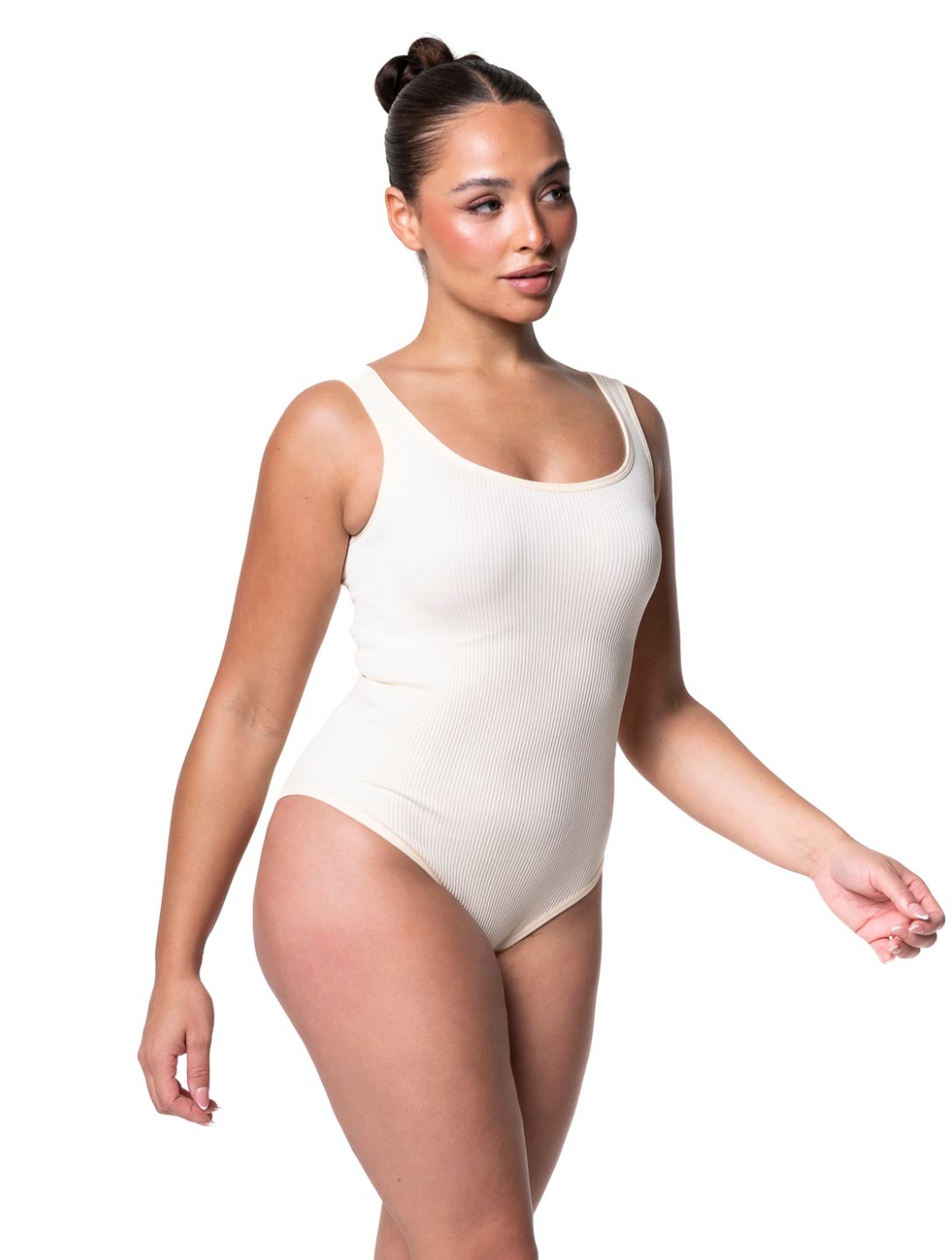 Form-fitting, ribbed shapewear bodysuit