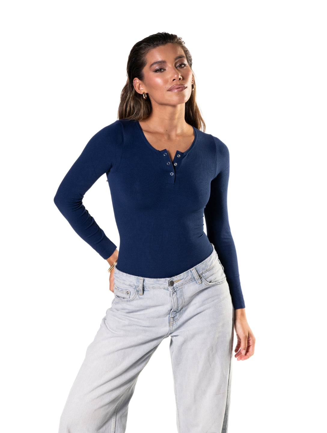 Seamless Long-Sleeve Thong Bodysuit