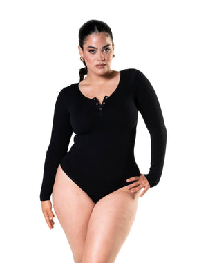 Seamless Long-Sleeve Thong Bodysuit