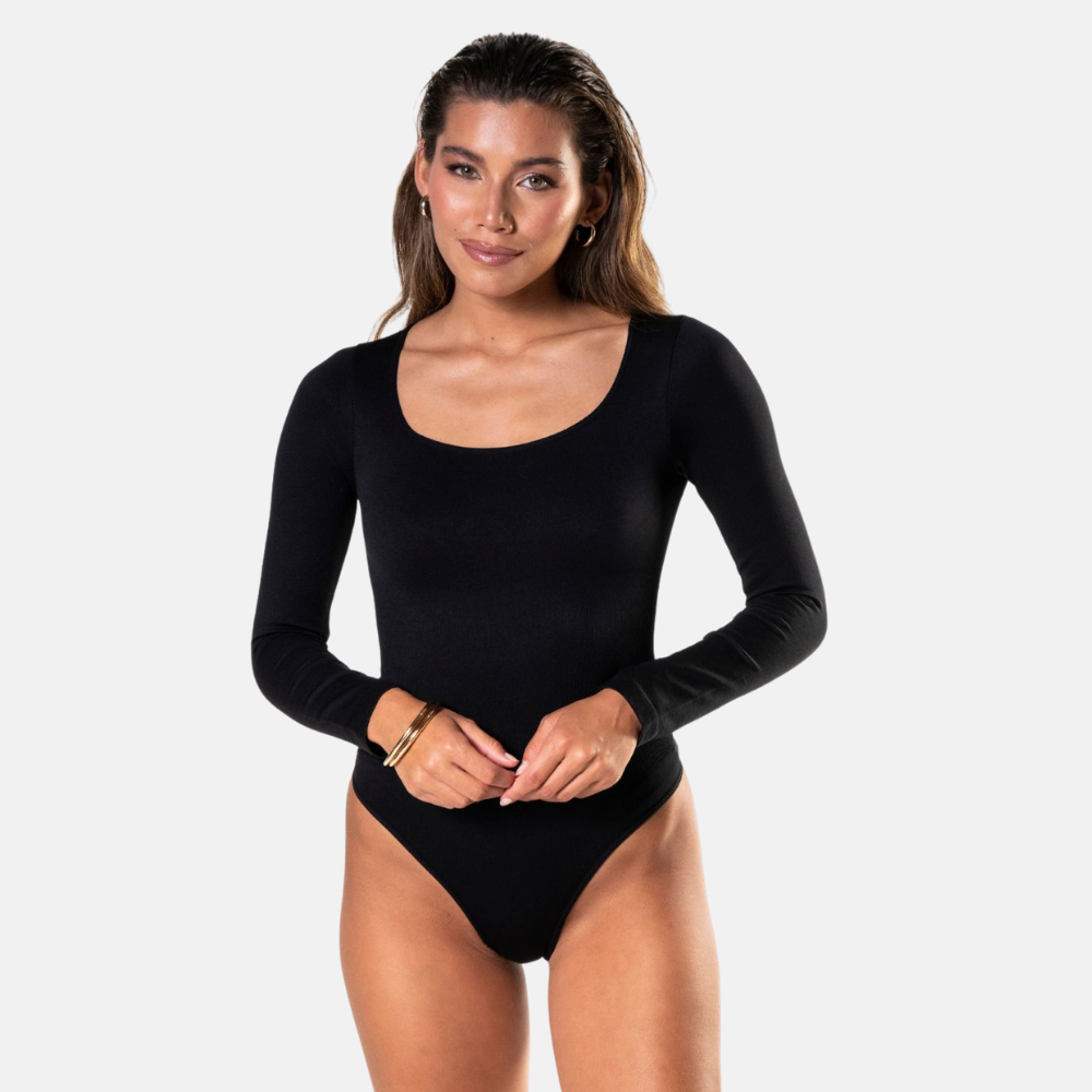 Long-Sleeve Thong Bodysuit