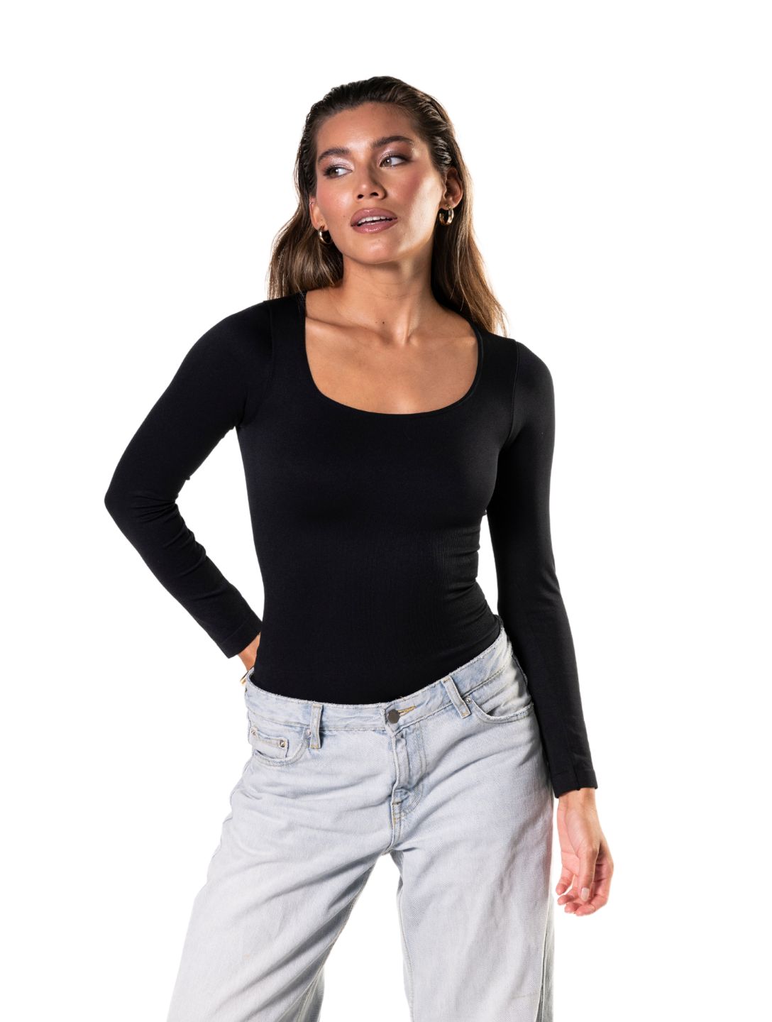Long-Sleeve Thong Bodysuit