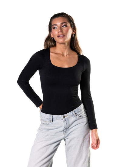 Long-Sleeve Thong Bodysuit
