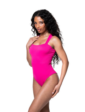 Ribbed Square-Neck Shapewear Bodysuit
